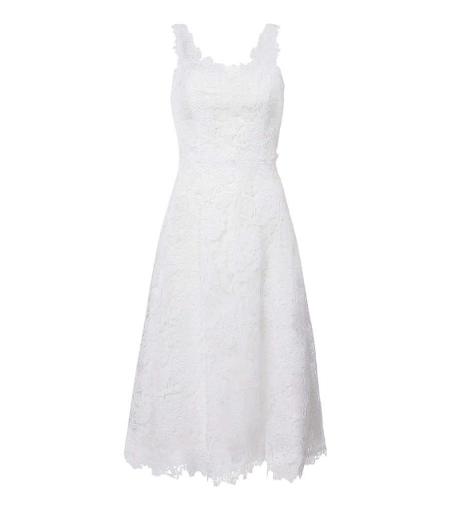 Vestido midi de Carolina Herrera en encaje guipur floral