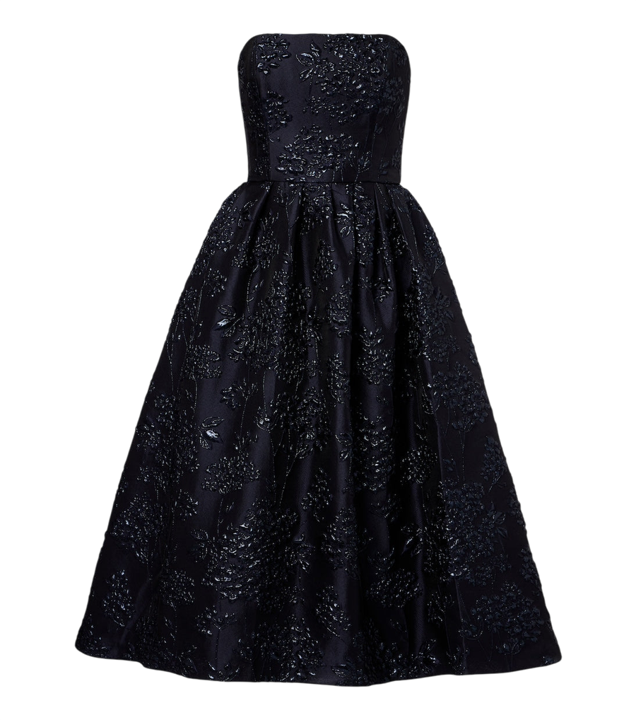 Vestido de cóctel estilo bustier en jacquard floral de Carolina Herrera
