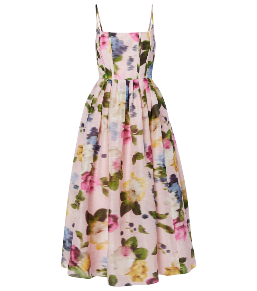 Vestido midi de Carolina Herrera en lino y seda con estampado floral