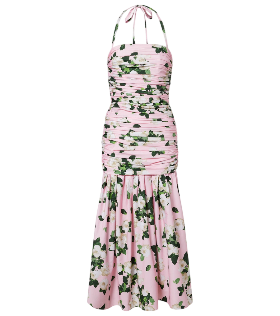 Carolina Herrera Floral ruched cotton-blend midi dress