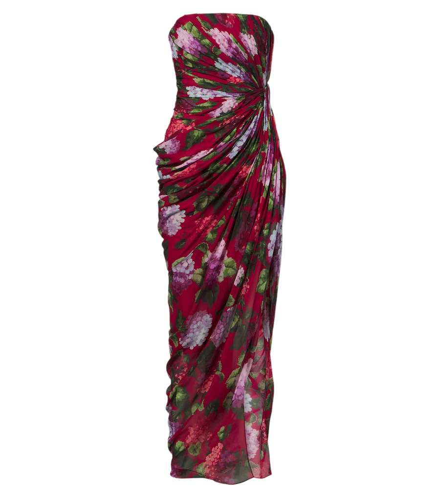 Carolina Herrera Vestido de corpete em chiffon de seda floral