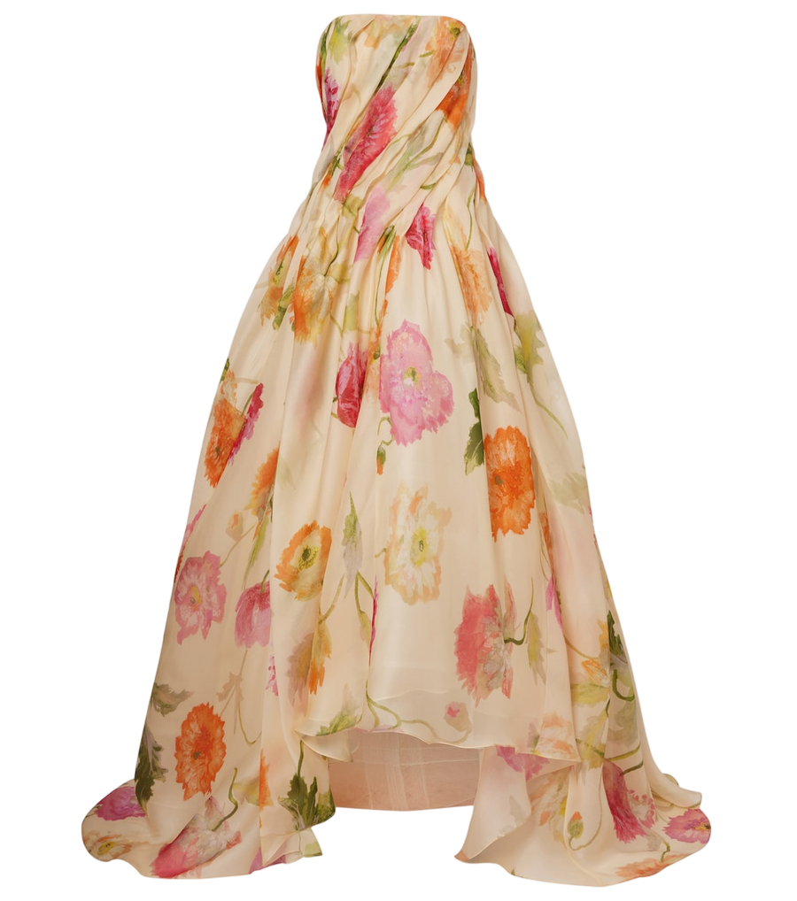 Carolina Herrera Floral silk crêpe organza bustier gown