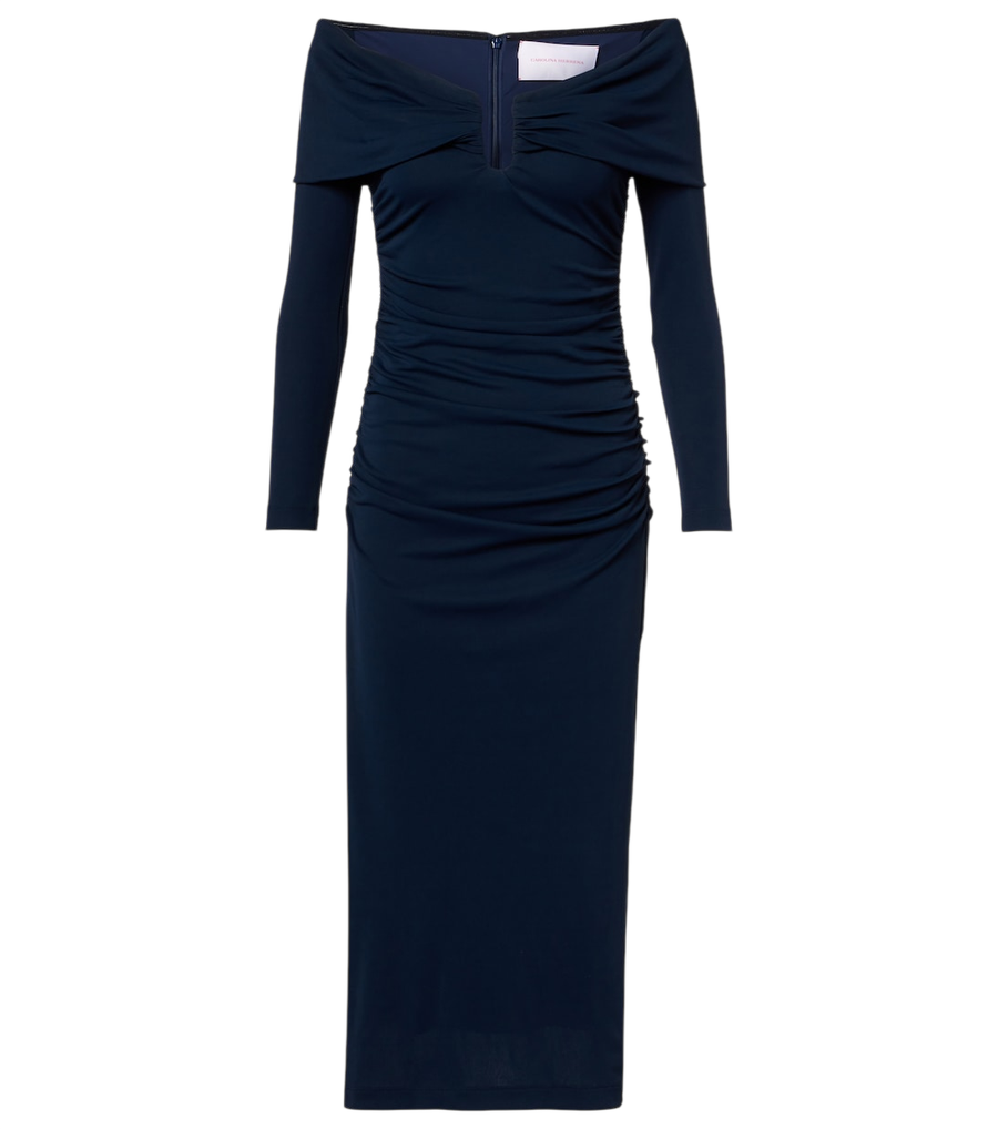 Carolina Herrera Off-shoulder ruched midi dress