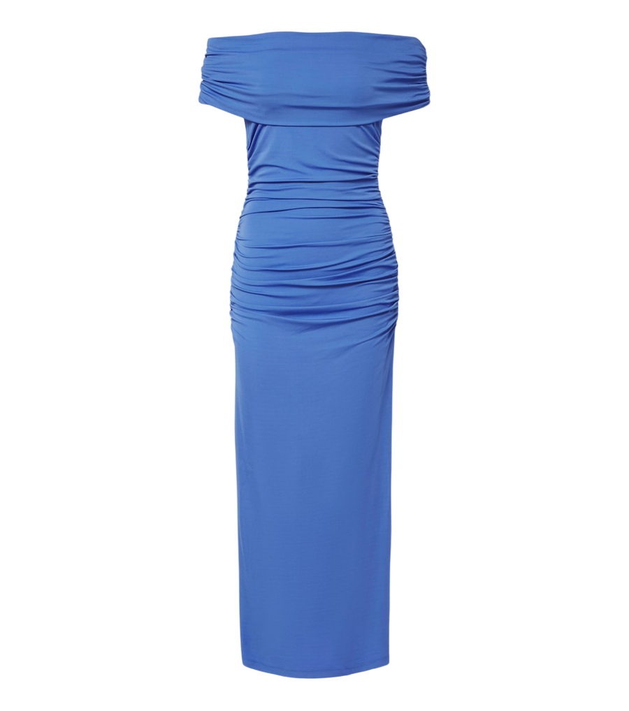 Carolina Herrera Ruched off-shoulder jersey midi dress