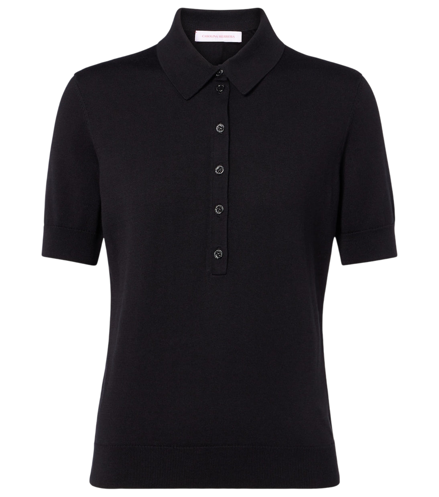 Carolina Herrera Silk and cotton-blend polo shirt