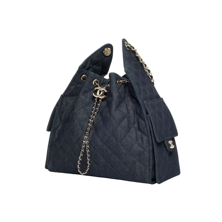 Chanel 25 Medium dark blue denim handbag