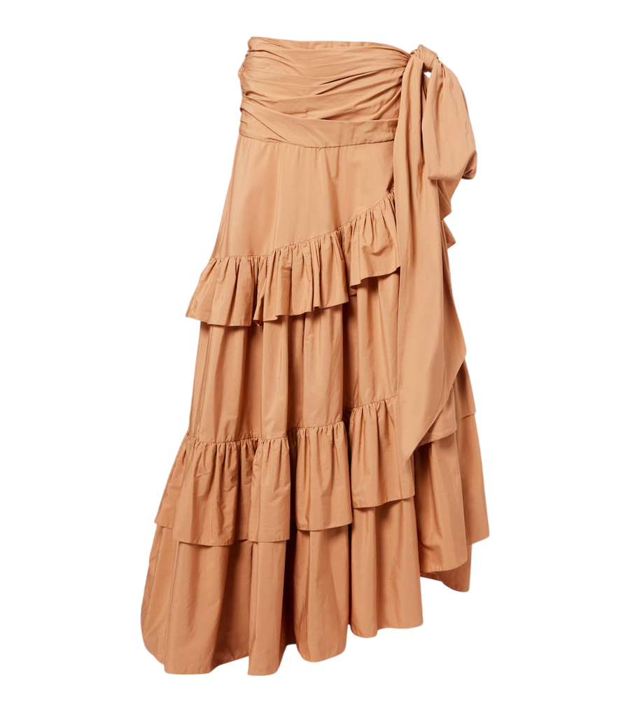 Chloé Asymmetric ruffled cotton maxi skirt