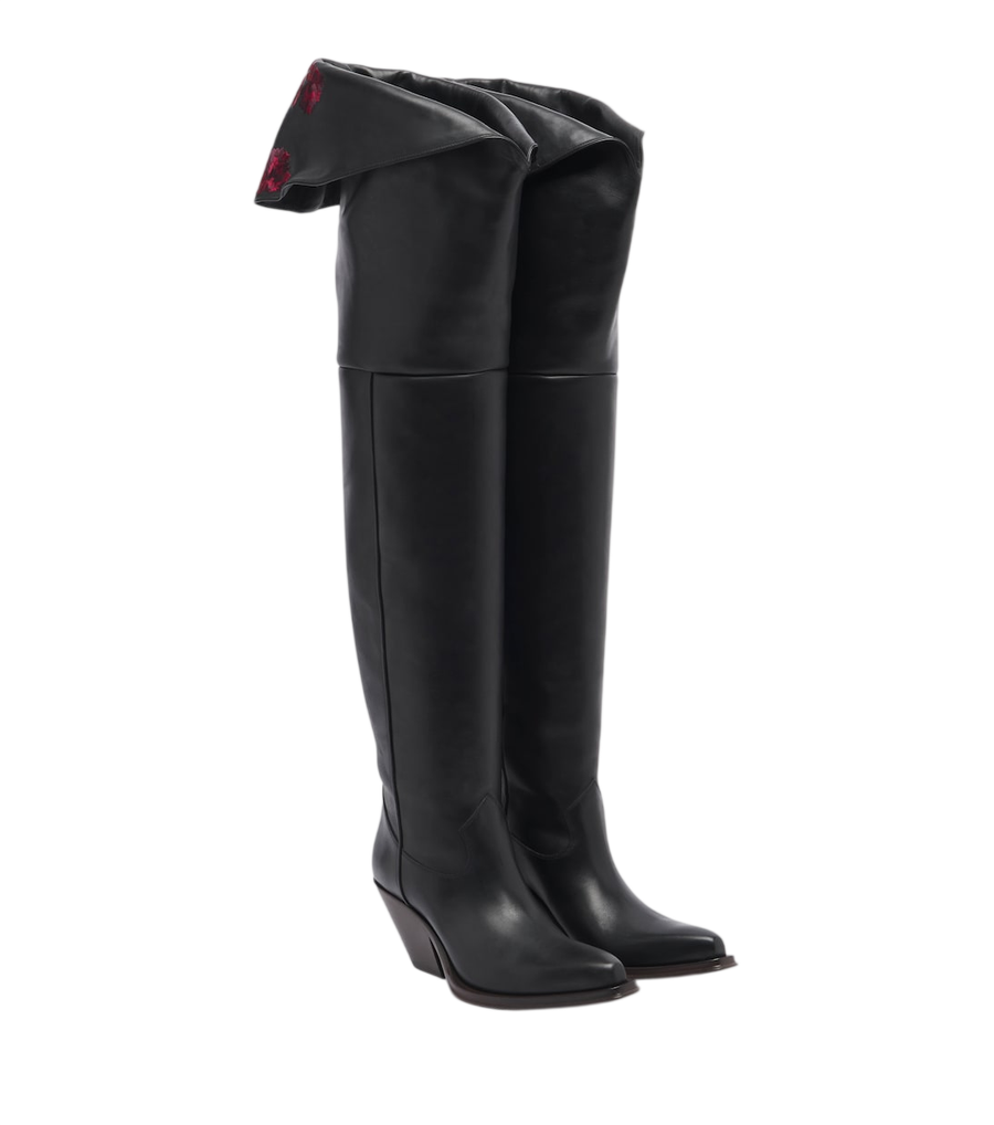 Chloé Azelan embroidered leather over-the-knee boots