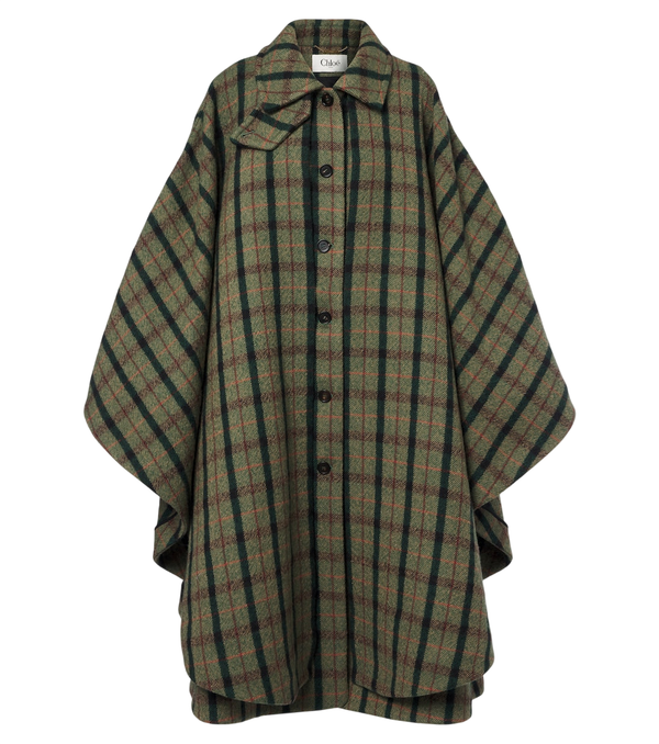 Chloé Checked wool poncho