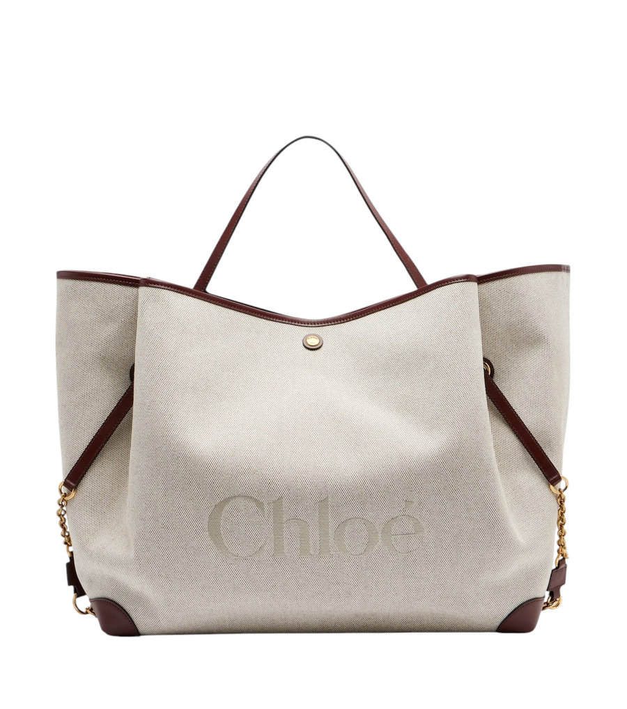 Chloé Clover Leather-Trimmed Canvas Tote Bag