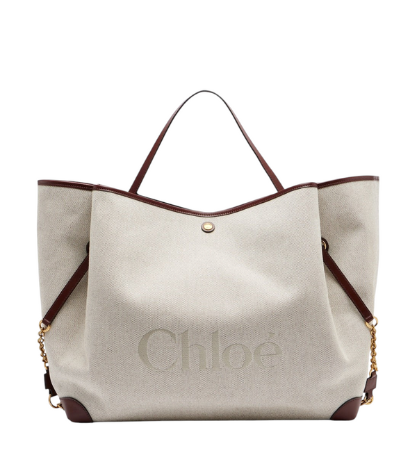 Chloé Clover Leather-Trimmed Canvas Tote Bag