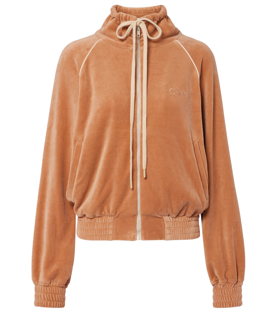 Sweat-shirt zippé en velours mélangé Chloé