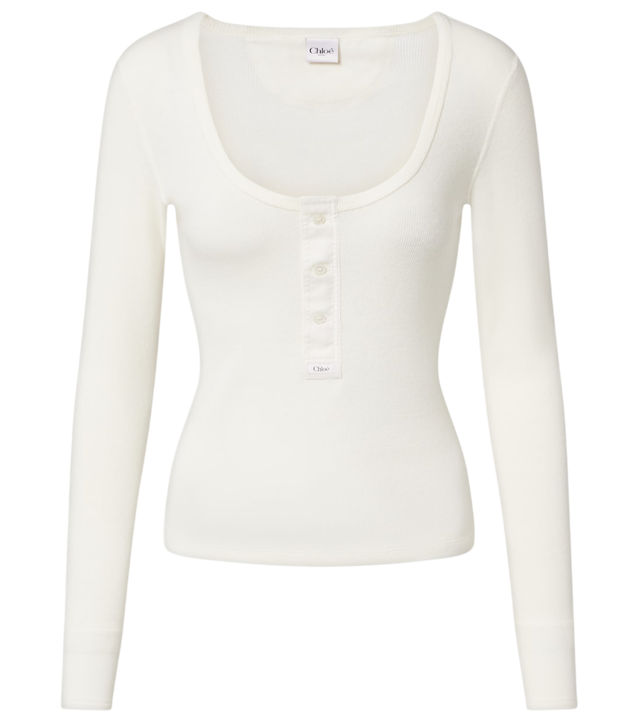T-shirt Henley en jersey de coton Chloé