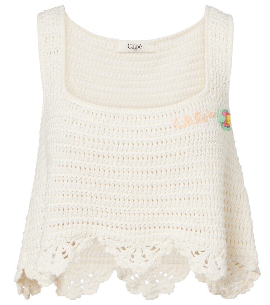 Top de algodón con borde festoneado Chloé