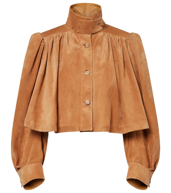 Chloé Cropped gathered suede jacket