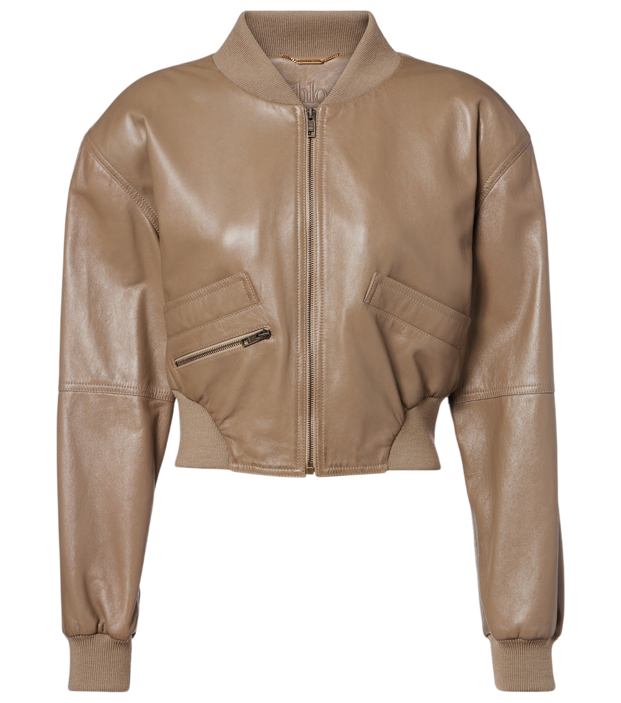 Chloé Cropped leather bomber jacket