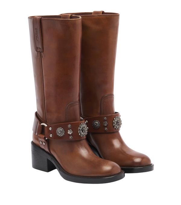 Chloé Dakota studded leather knee-high boots