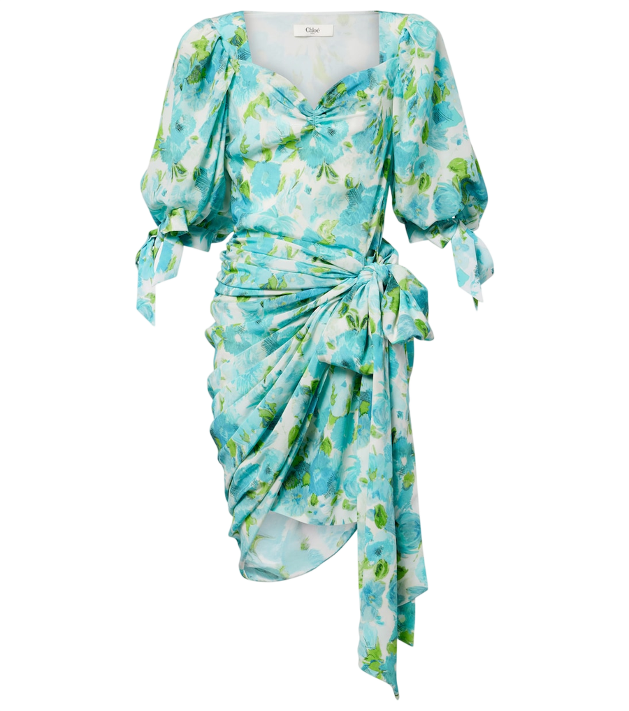 Chloé Draped floral silk minidress