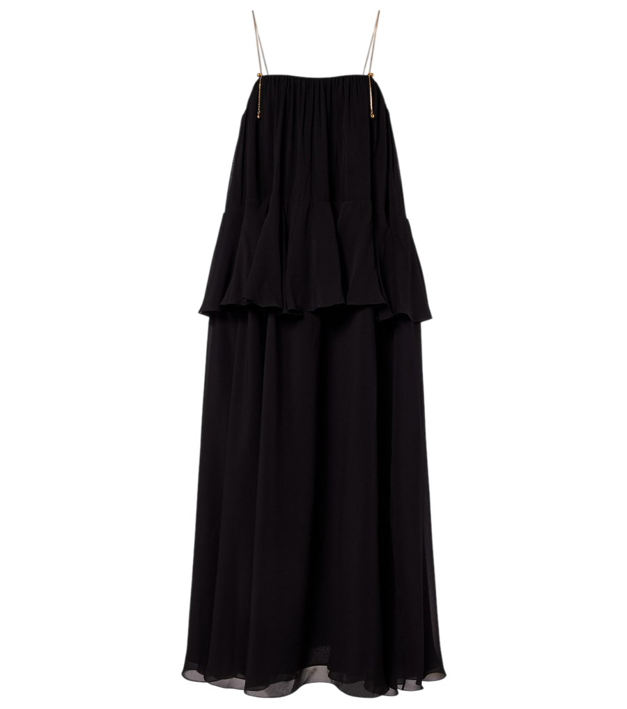 Chloé Embellished open-back silk georgette maxi dress