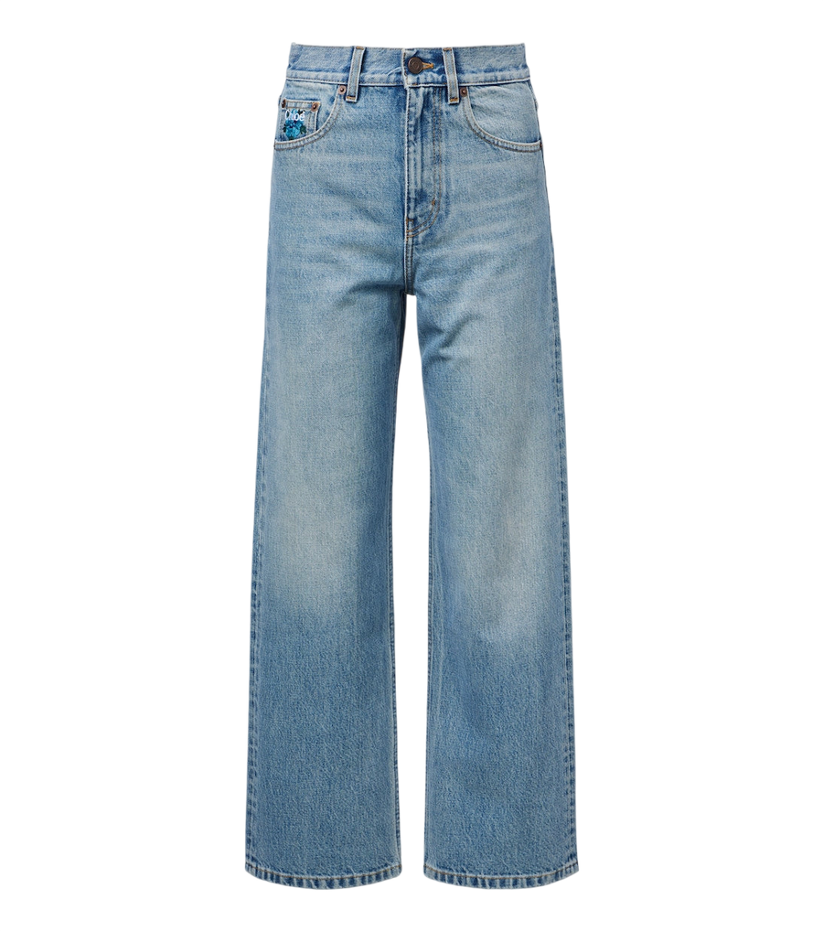 Chloé Calça jeans reta bordada