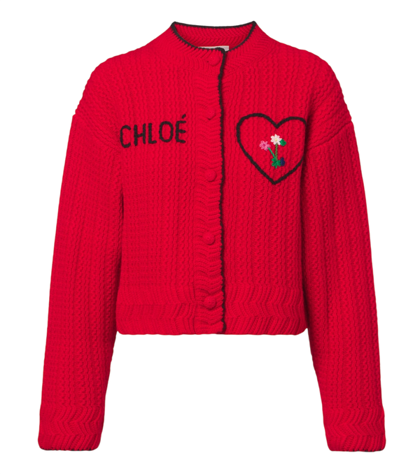 Chloé Embroidered wool and cashmere cardigan