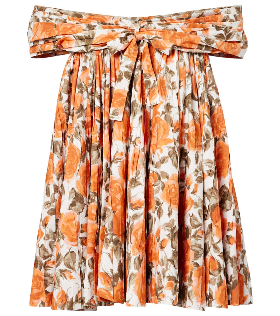 Minirobe en popeline de coton plissée à fleurs Chloé