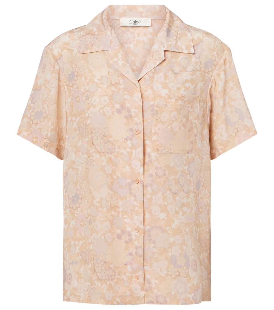 Camisa de bolos de seda con estampado floral de Chloé