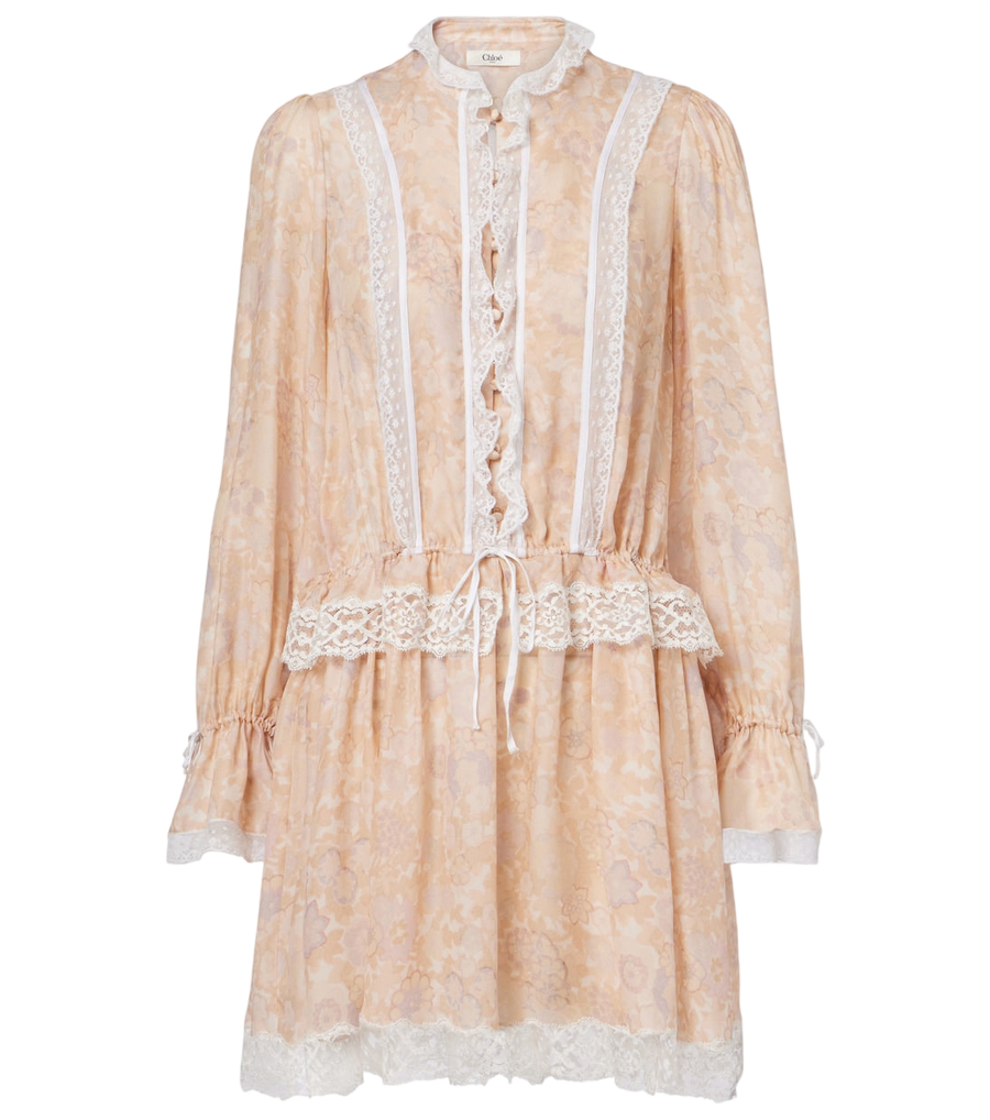 Chloé Floral silk charmeuse minidress