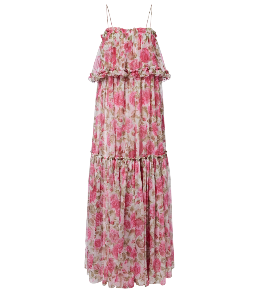 Chloé Abito lungo floreale in georgette di seta