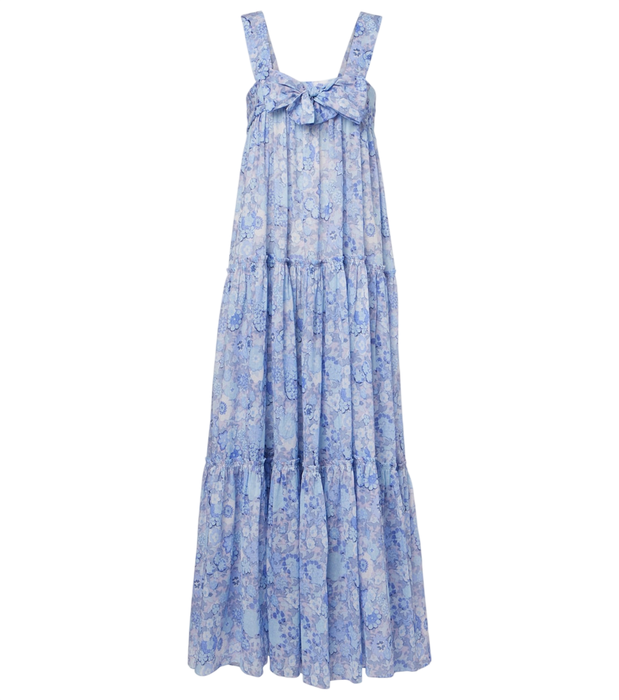 Robe longue à étages en voile de coton à motif floral Chloé
