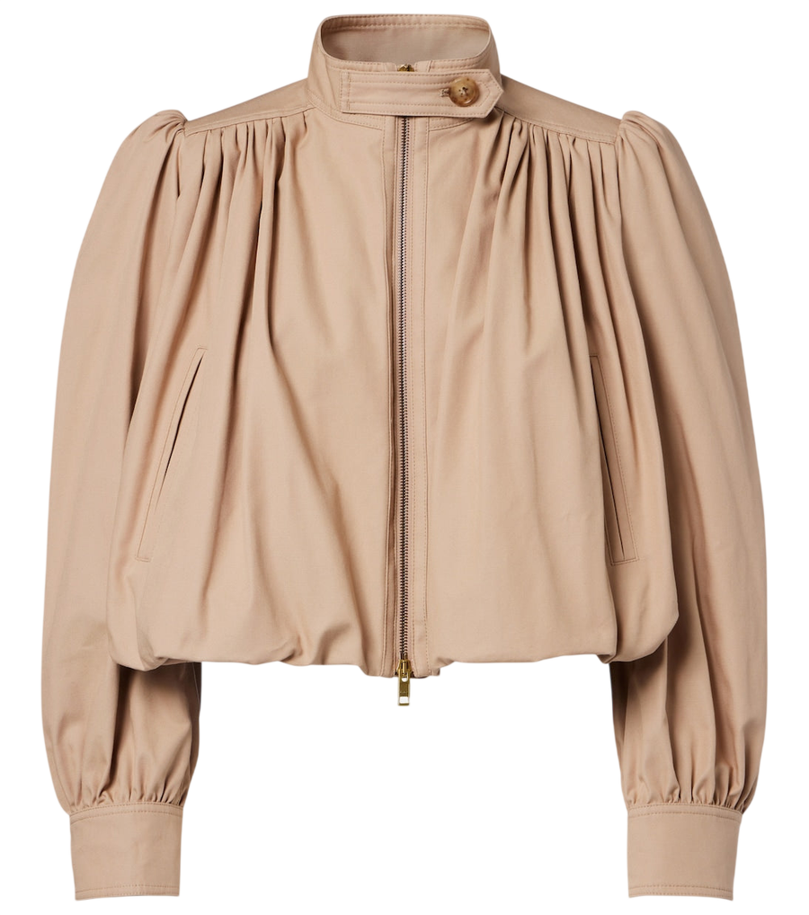 Chloé Gathered cropped cotton canvas jacket