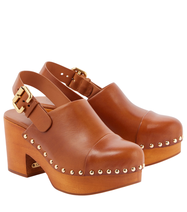 Chloé Jeannette leather wedge clogs