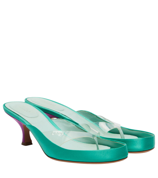 Chloé Junie satin and TPU thong sandals
