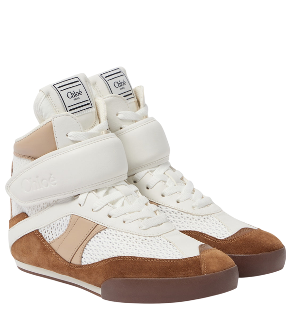 Chloé Kick leather-trimmed high-top sneakers