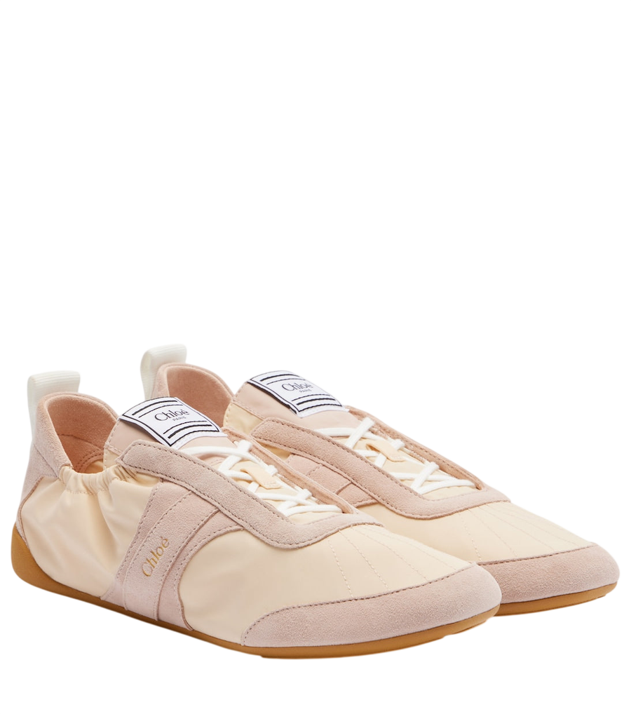 Chloé Kick suede-trimmed sneakers
