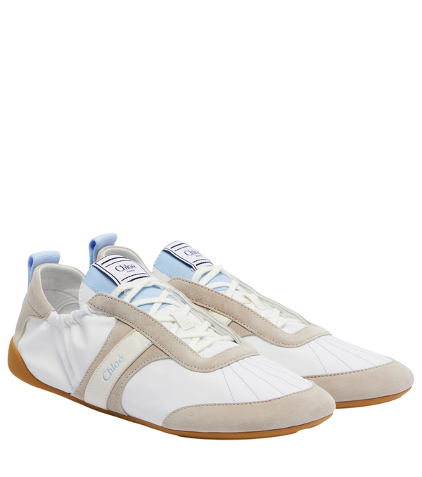 Chloé Kick suede-trimmed sneakers