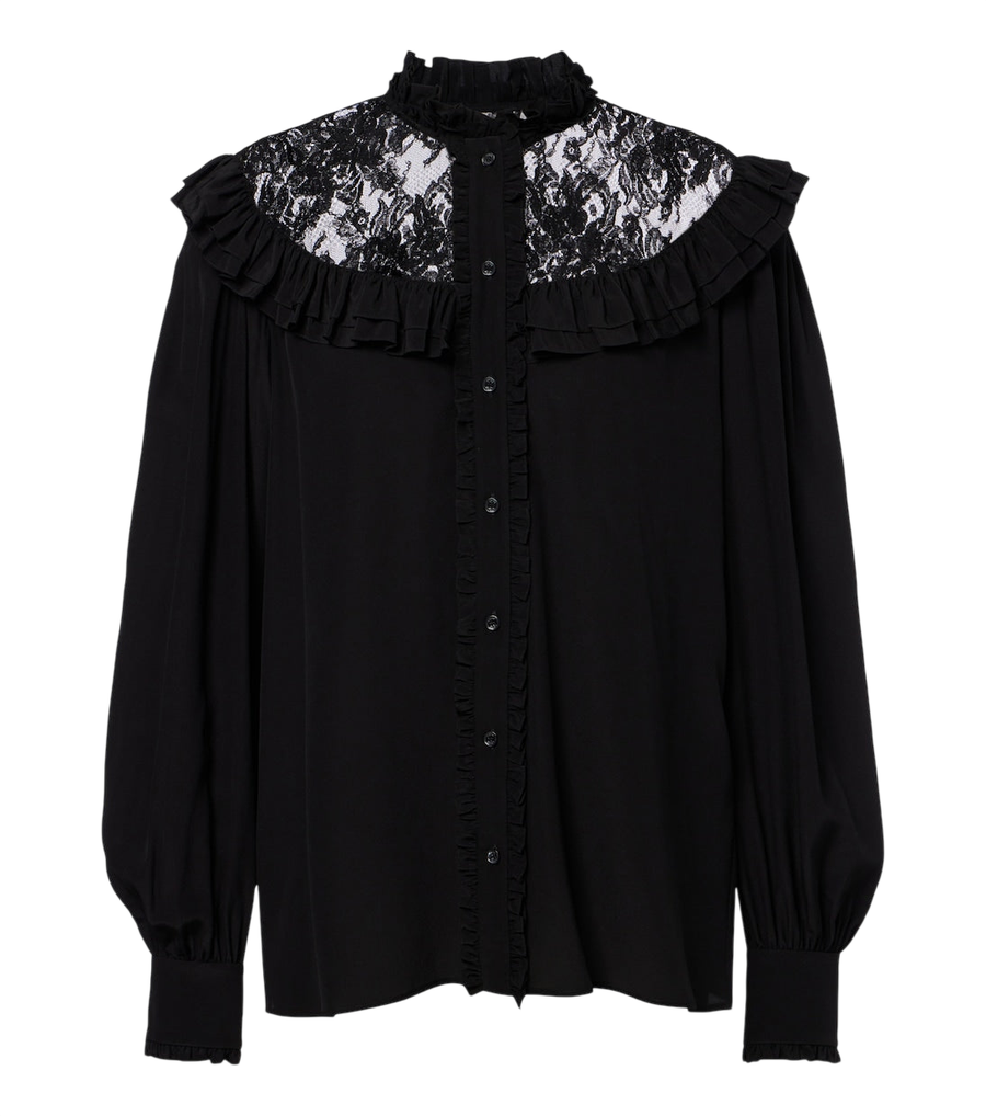 Chloé Lace-trimmed silk blouse