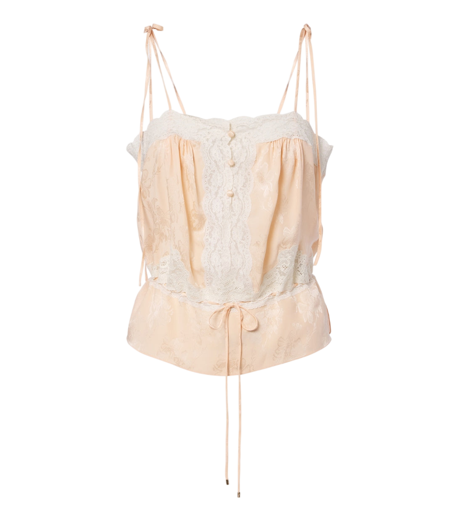 Chloé Lace-trimmed silk satin top