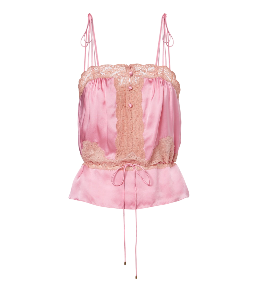 Chloé Lace-trimmed silk satin top