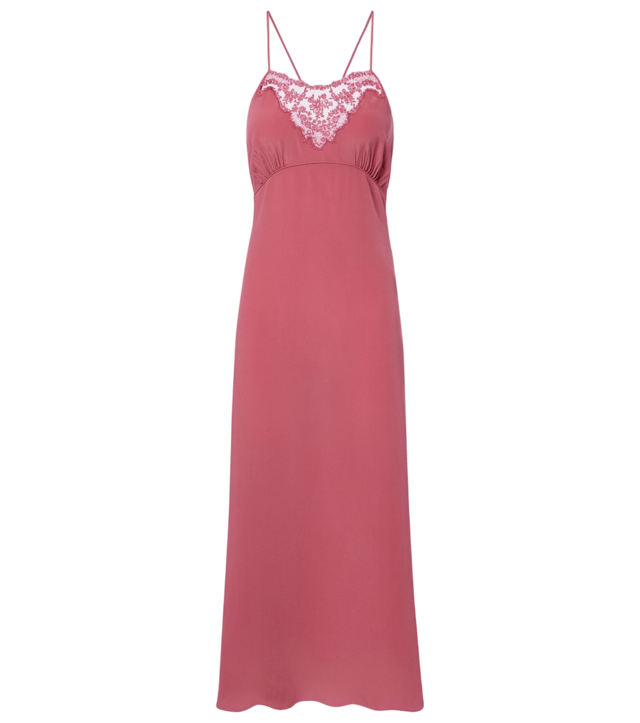 Chloé Lace-trimmed silk slip dress