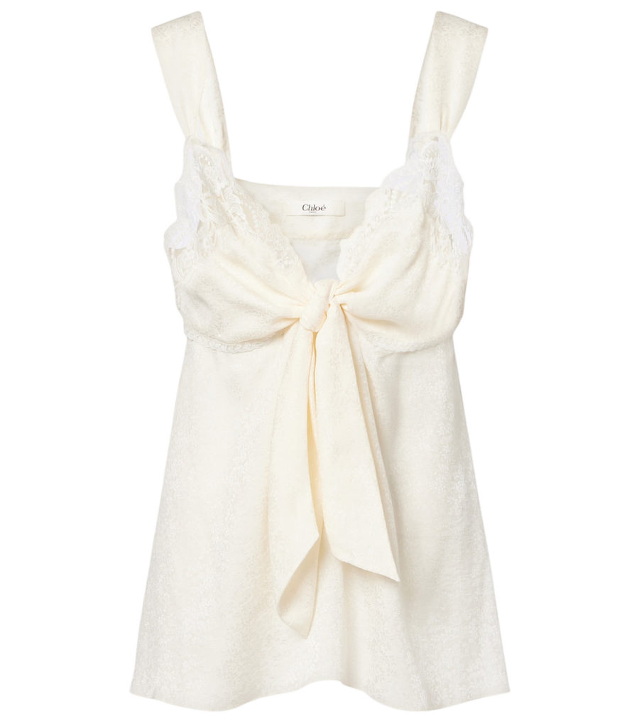 Top de seda con ribete de encaje Chloé