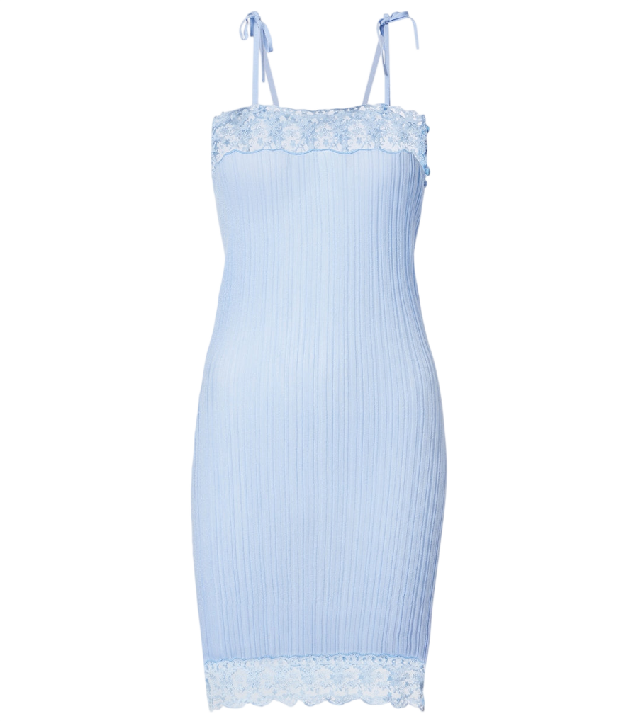 Vestido lencero de lana con ribete de encaje de Chloé
