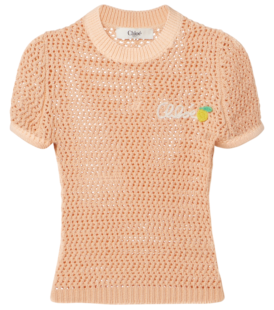 Top de algodón con logo de Chloé en crochet