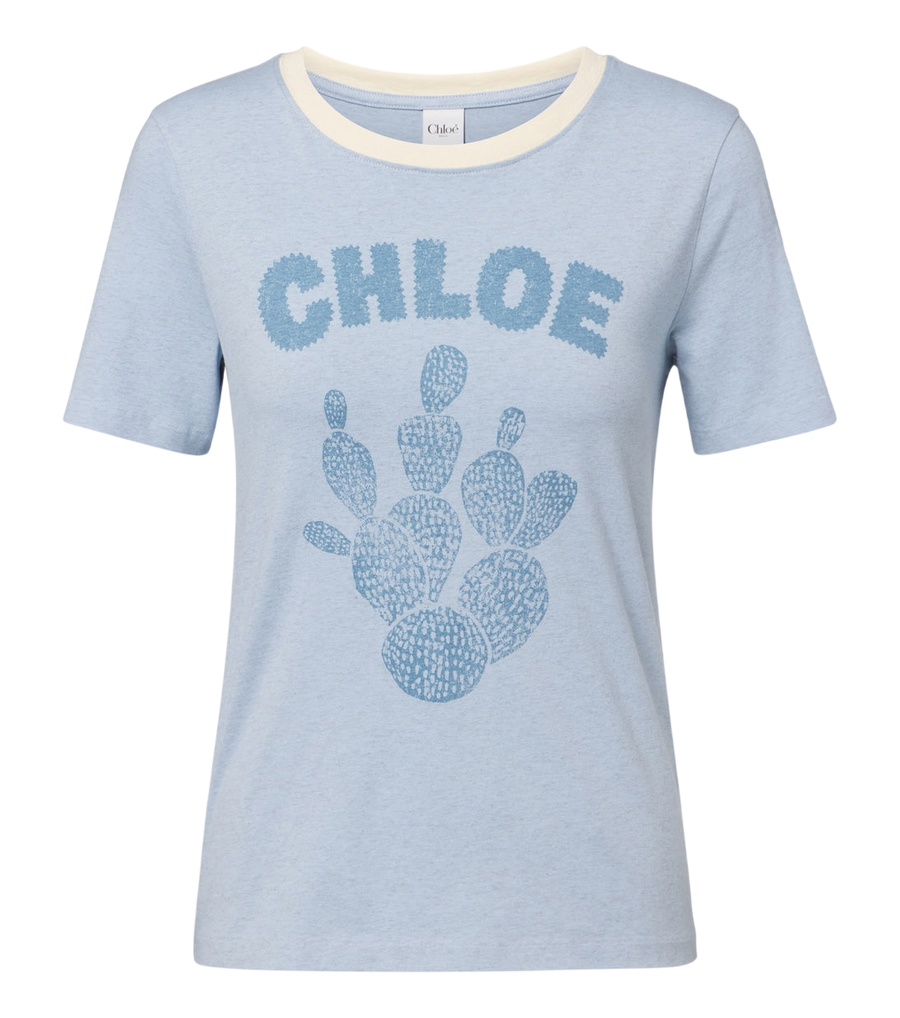 Camiseta de punto de algodón con logotipo estampado de Chloé