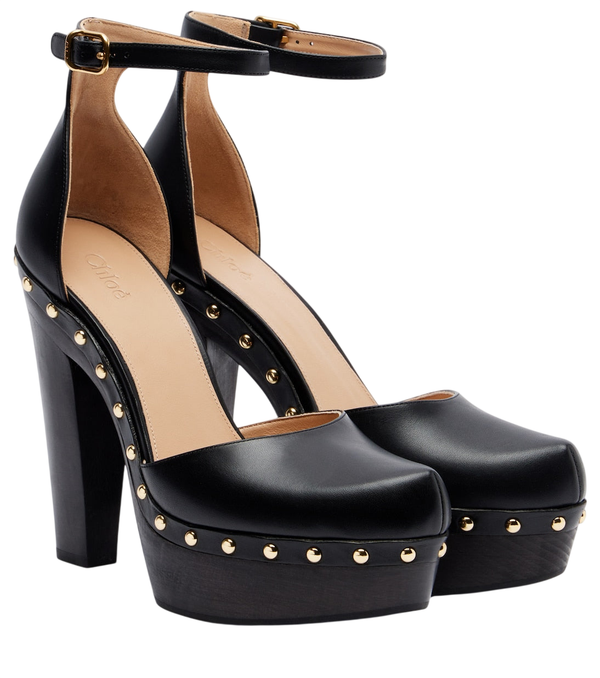 Chloé Lola sapatos de plataforma em couro com tachas