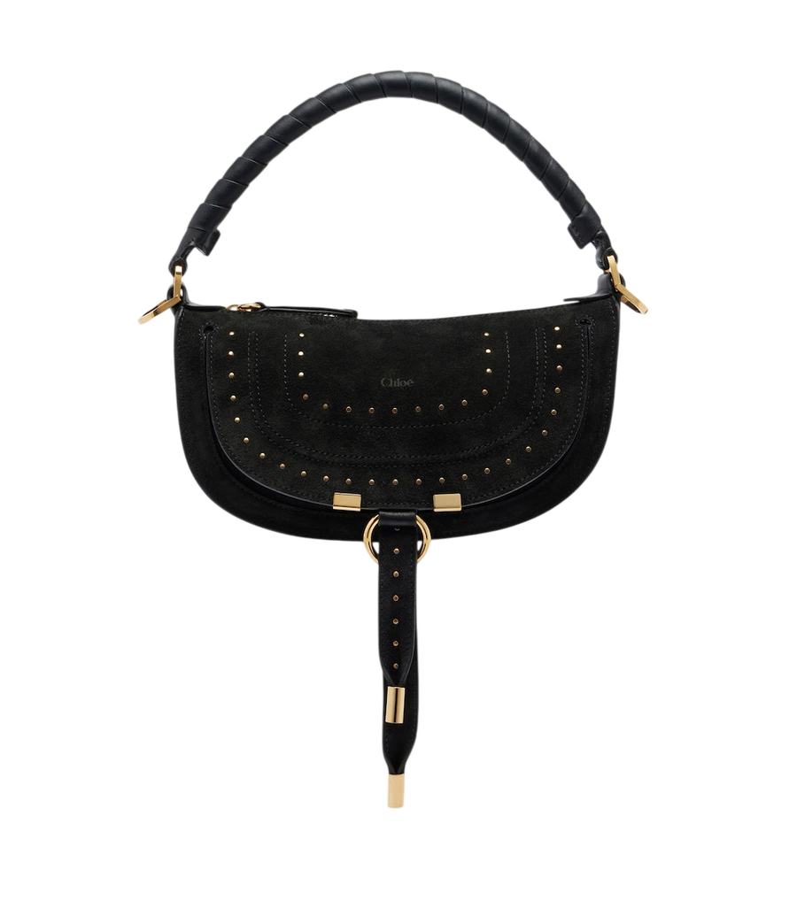 Chloé Marcie Small studded suede shoulder bag