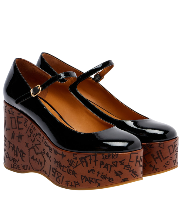 Zapatos de salón de cuña Chloé Maxime 80 en piel charol