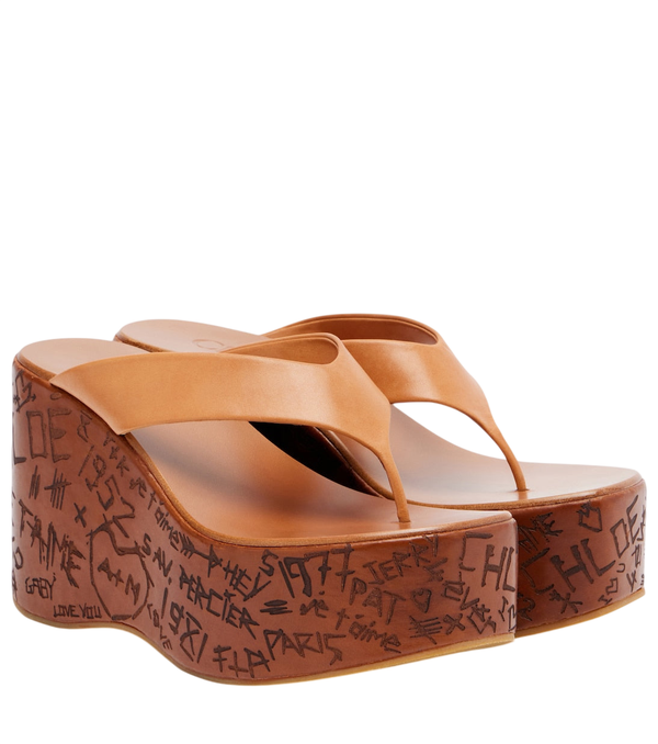 Chloé Maxime leather wedge thong sandals