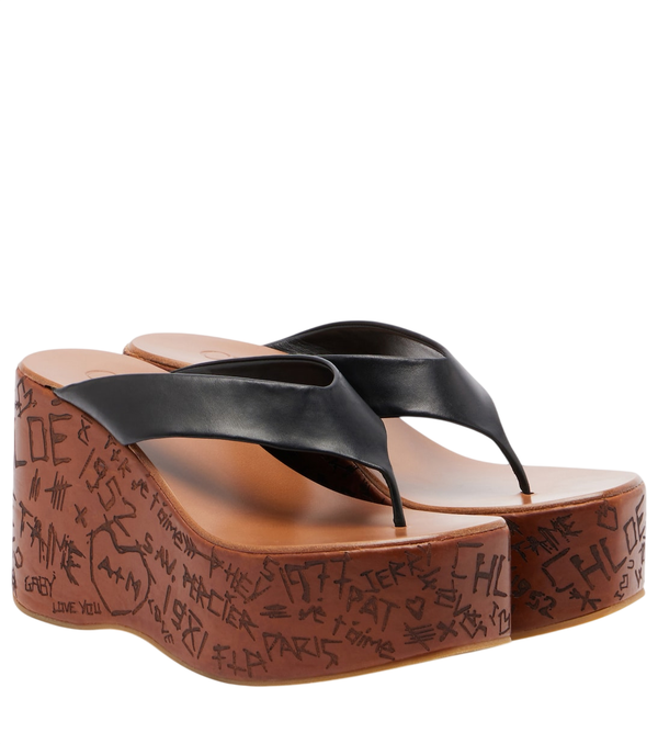 Chloé Maxime leather wedge thong sandals