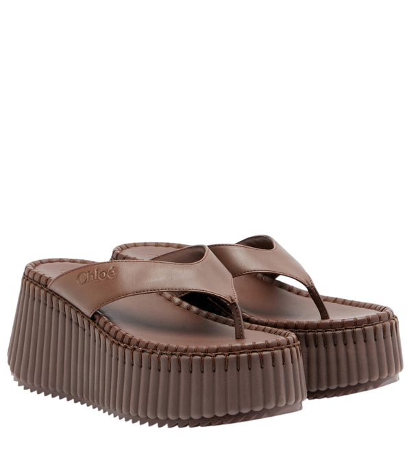 Chloé Nama leather platform thong sandals